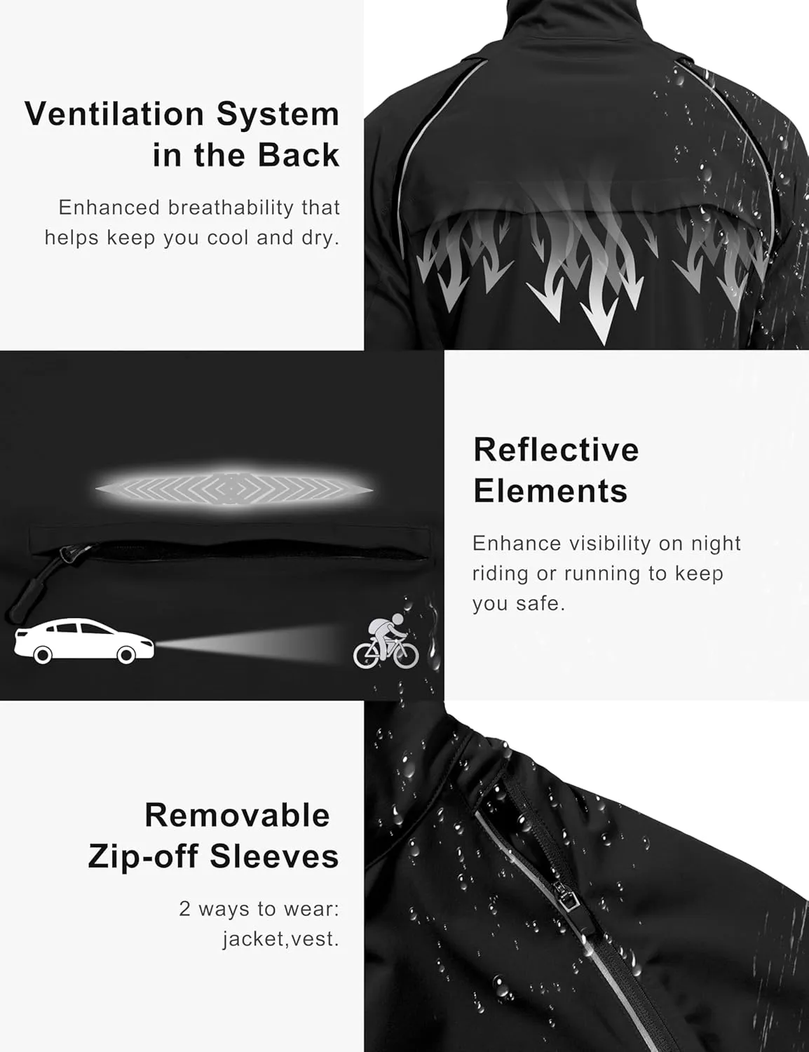 Little Donkey Andy Men's Quick-dry Running Jacket, Convertible UPF 50  Cycling Jacket Windbreaker with Removable Sleeves