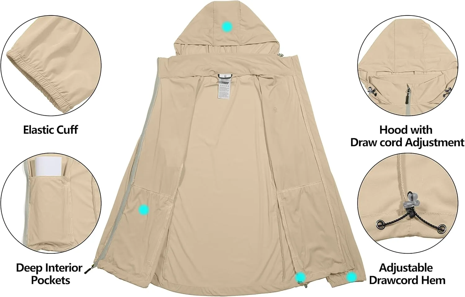 Little Donkey Andy Mens Sun Protection Breathable Jacket UPF 50 , Lightweight Summer Shirts Packable for Running Hiking