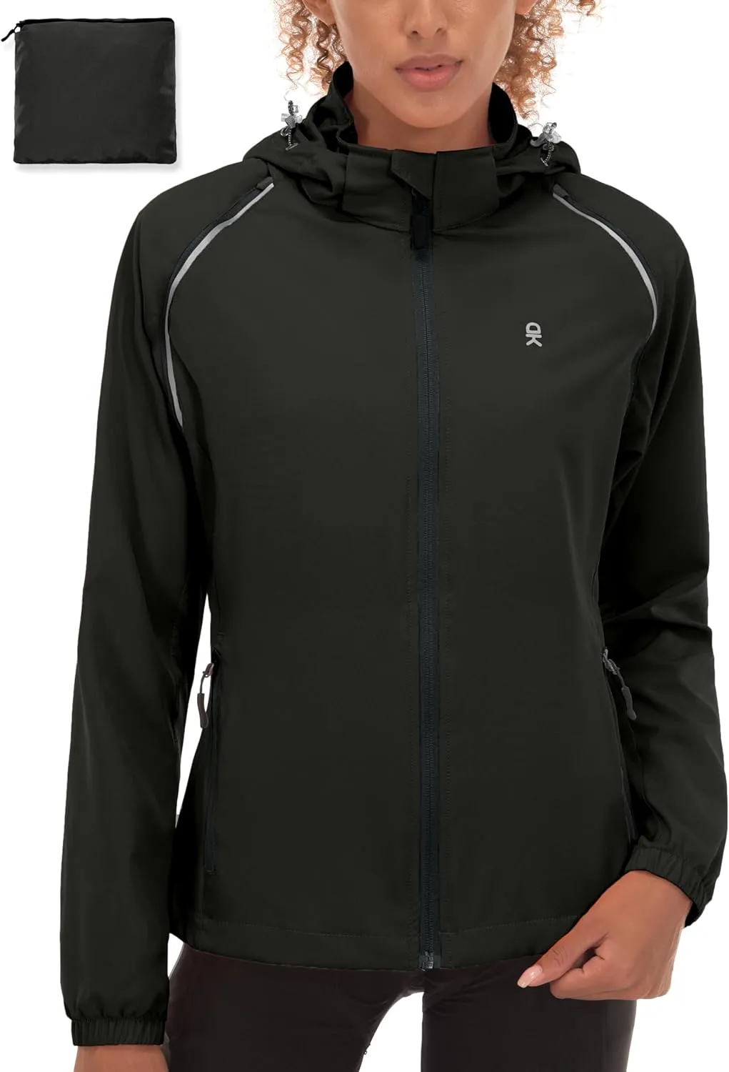 Little Donkey Andy Women's Lightweight Waterproof Cycling Jacket with Removable Sleeves & Hood for Biking Running Golf