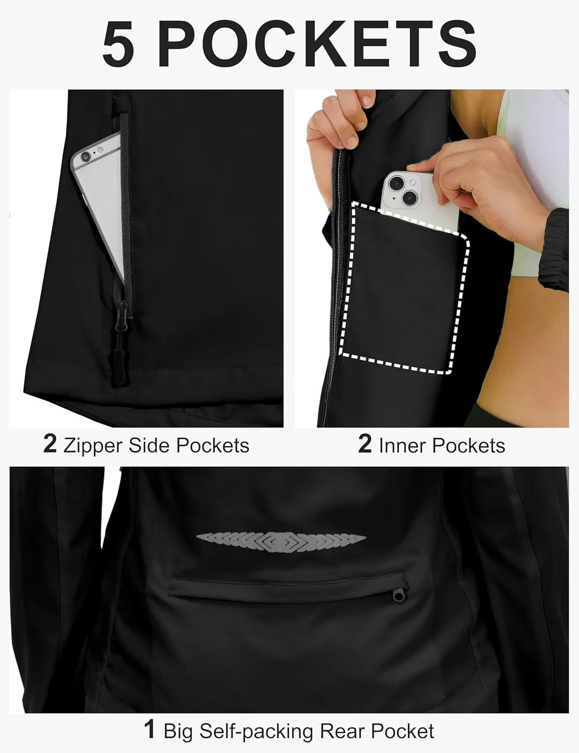 Little Donkey Andy Women's Lightweight Waterproof Cycling Jacket with Removable Sleeves & Hood for Biking Running Golf