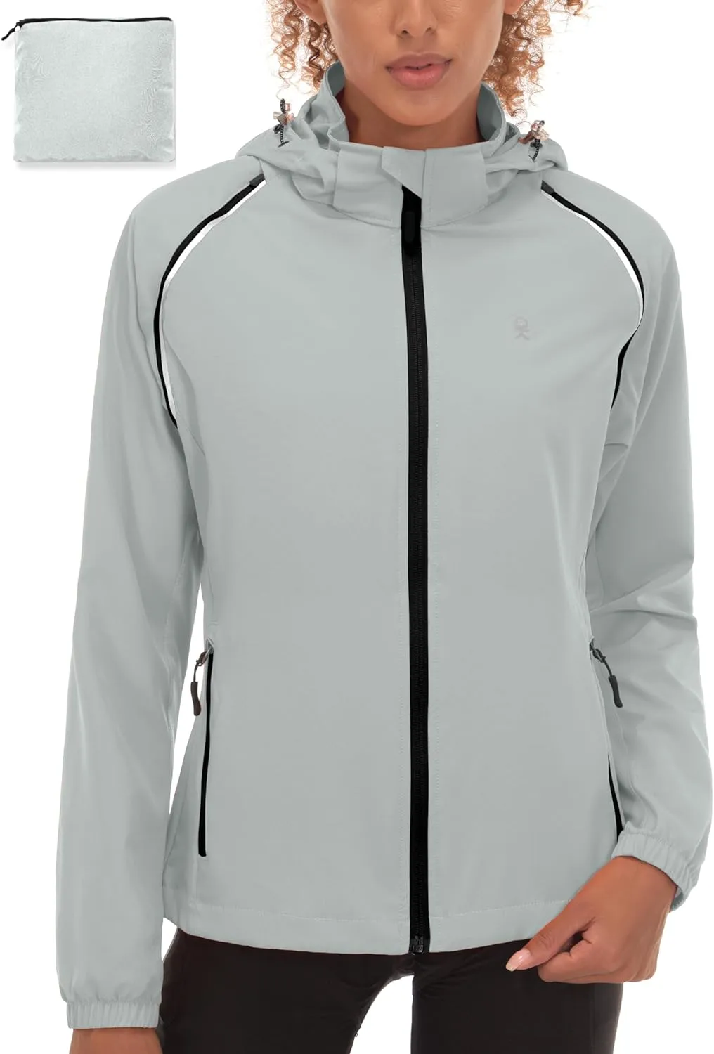 Little Donkey Andy Women's Lightweight Waterproof Cycling Jacket with Removable Sleeves & Hood for Biking Running Golf