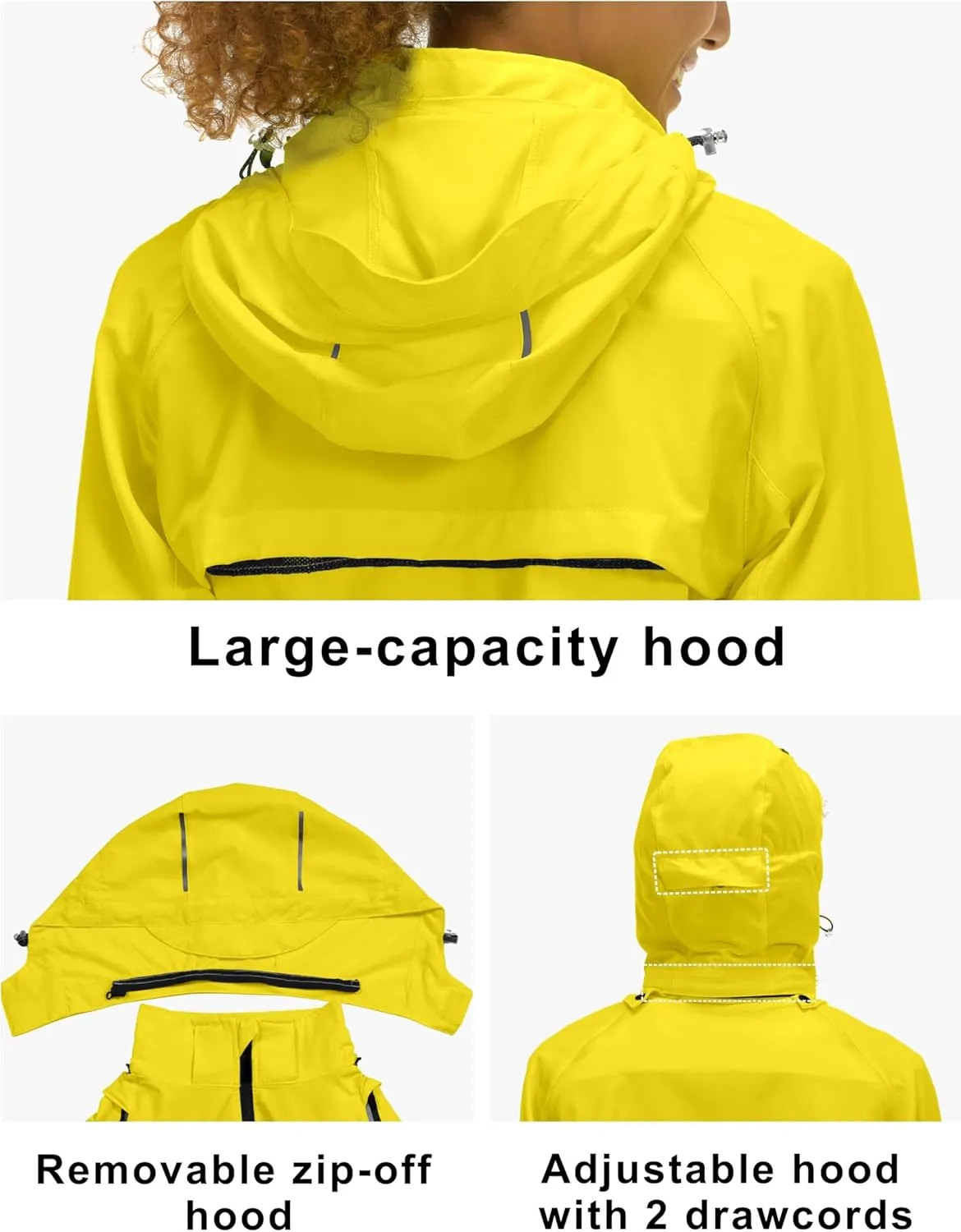 Little Donkey Andy Women's Lightweight Waterproof Cycling Jacket with Removable Sleeves & Hood for Biking Running Golf