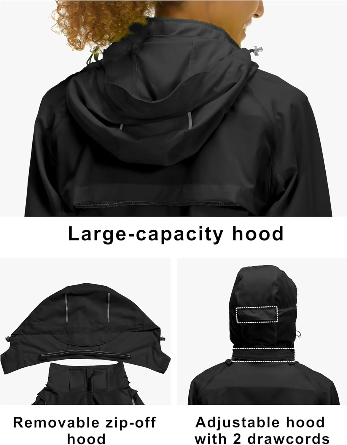 Little Donkey Andy Women's Lightweight Waterproof Cycling Jacket with Removable Sleeves & Hood for Biking Running Golf