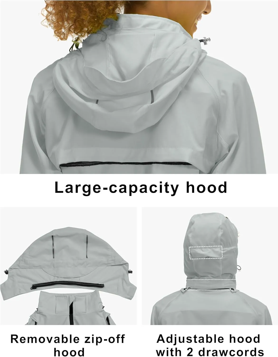 Little Donkey Andy Women's Lightweight Waterproof Cycling Jacket with Removable Sleeves & Hood for Biking Running Golf