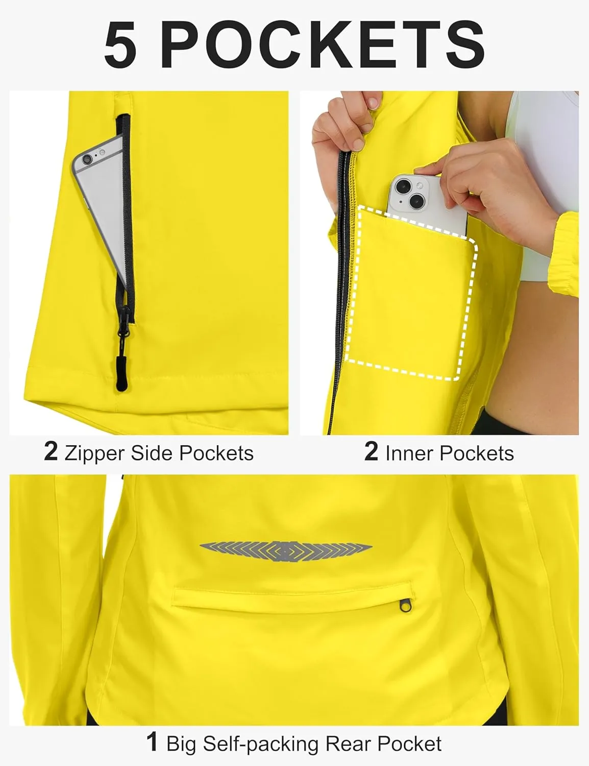 Little Donkey Andy Women's Lightweight Waterproof Cycling Jacket with Removable Sleeves & Hood for Biking Running Golf