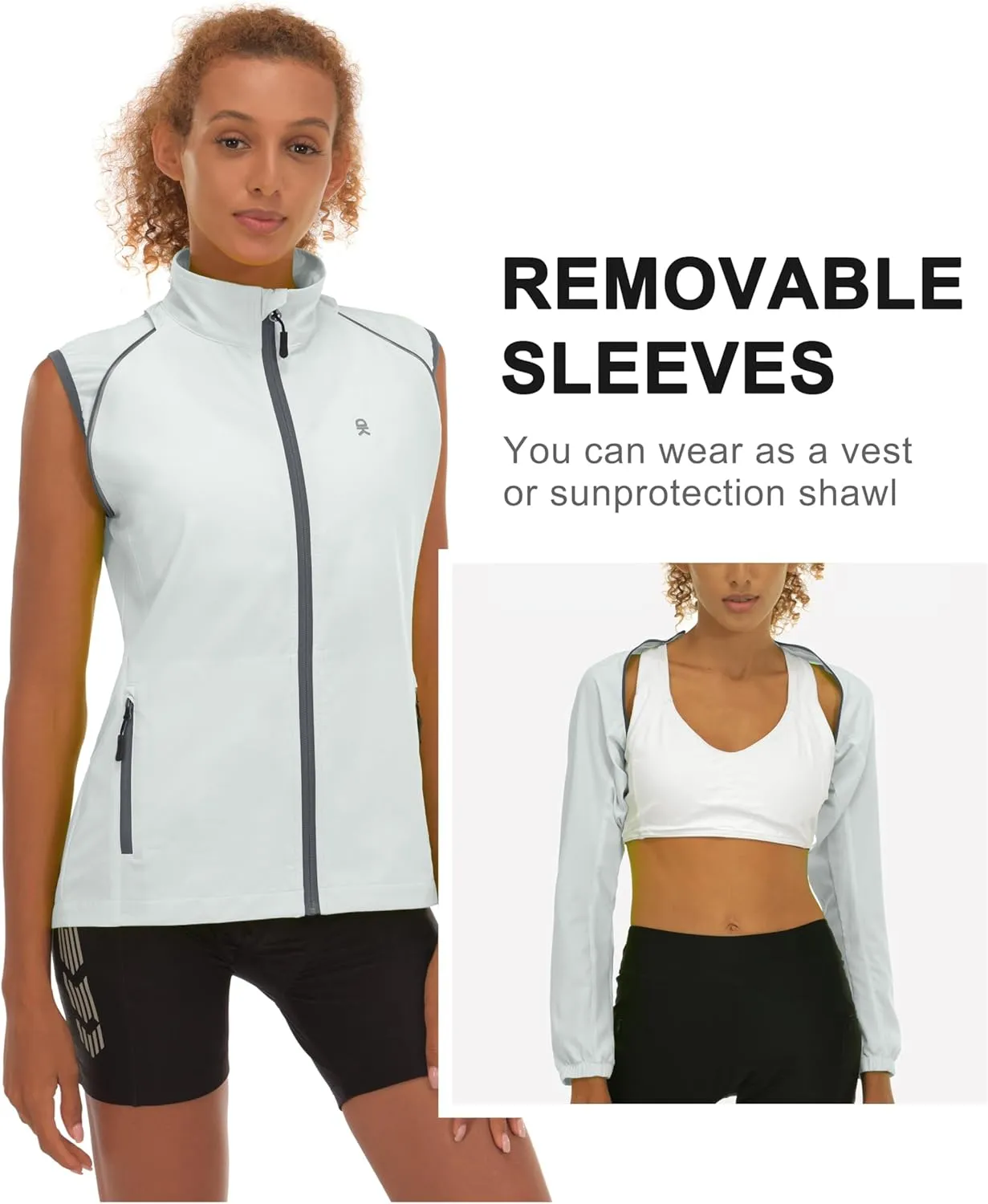 Little Donkey Andy Women's Lightweight Waterproof Cycling Jacket with Removable Sleeves for Biking Running Golf