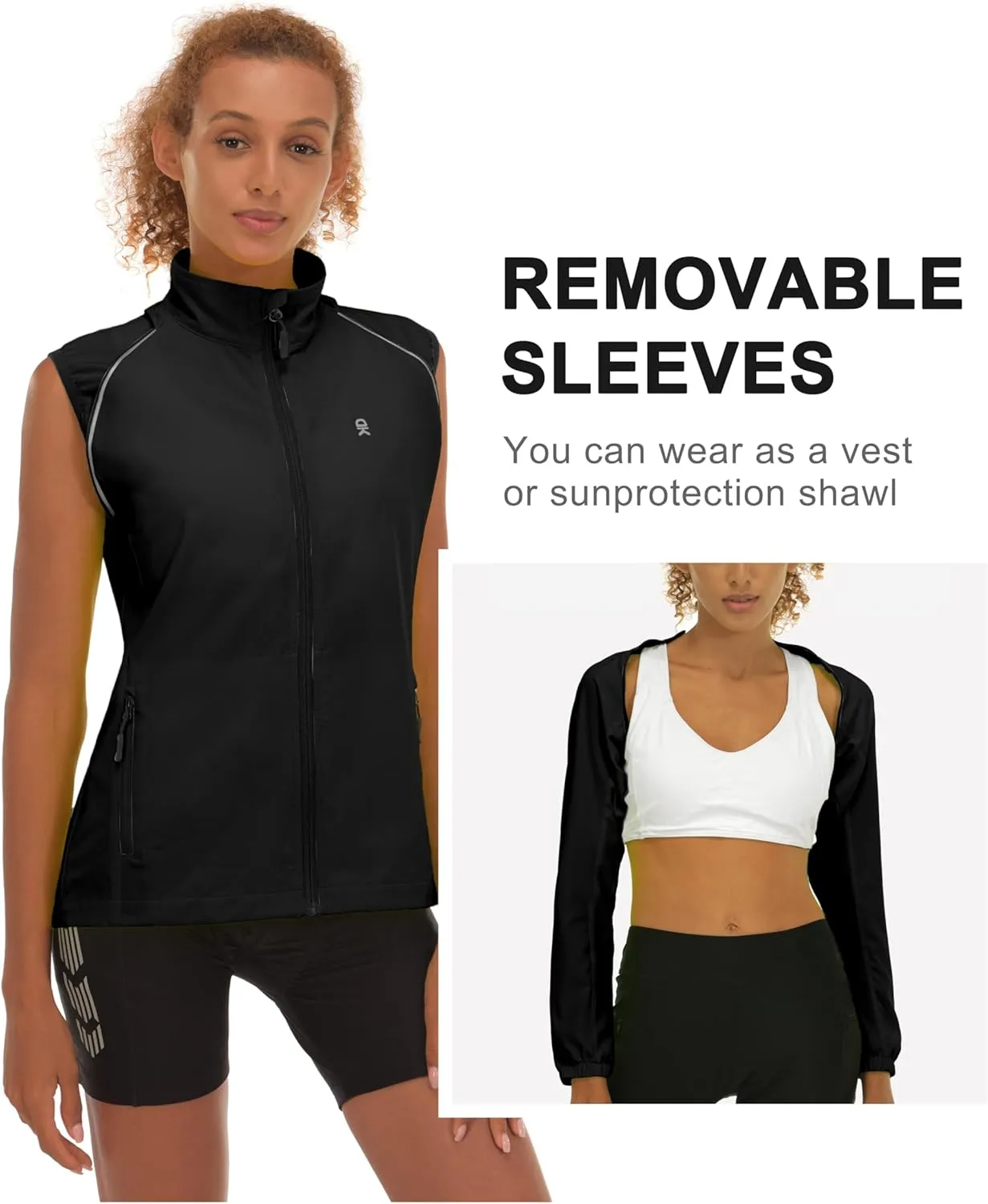 Little Donkey Andy Women's Lightweight Waterproof Cycling Jacket with Removable Sleeves for Biking Running Golf