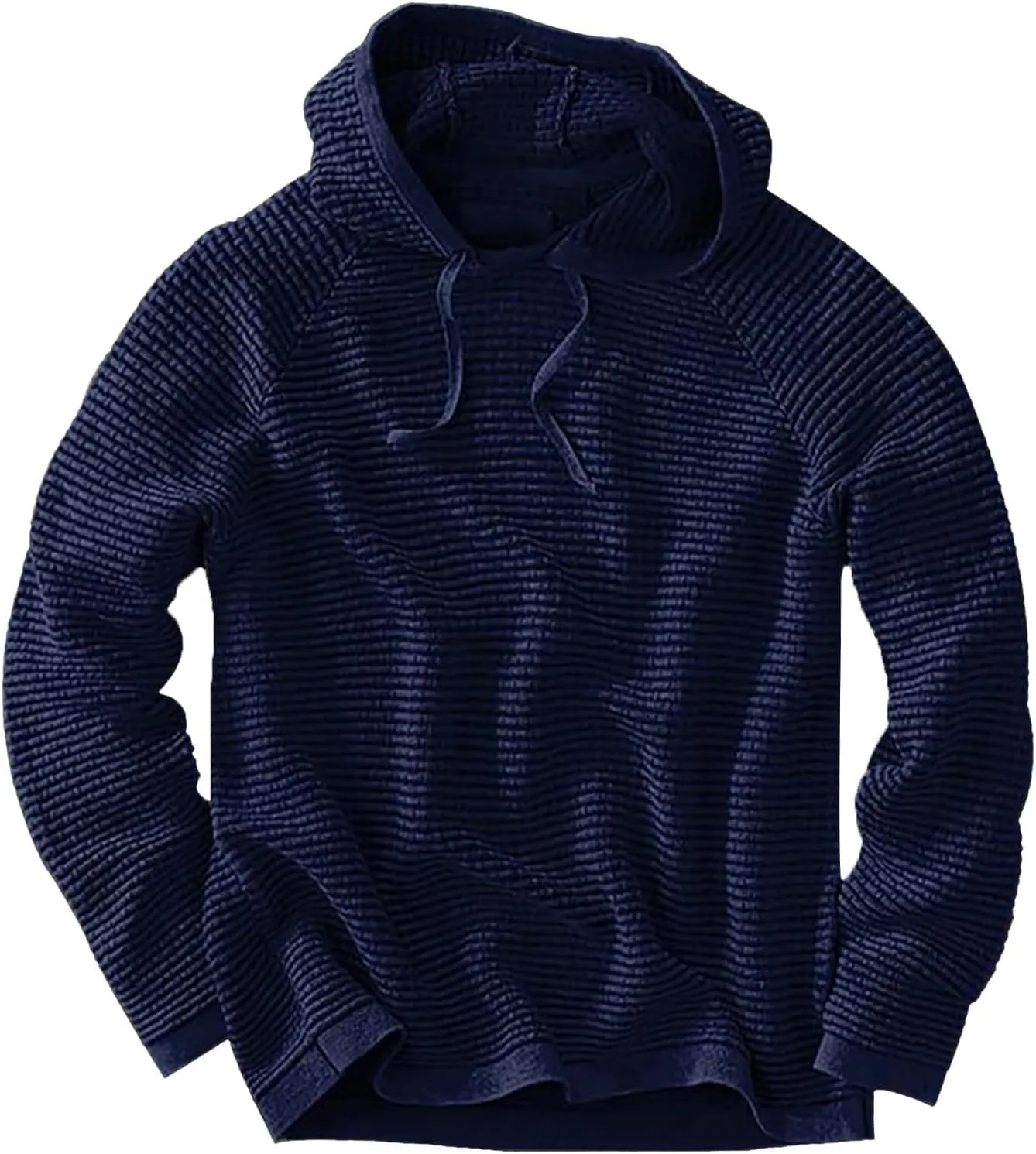 Long Sleeve Waffle Knit Pullover Hoodies for Men Lightweight Workout Drawstring Hooded Sweatshirts with Pocket
