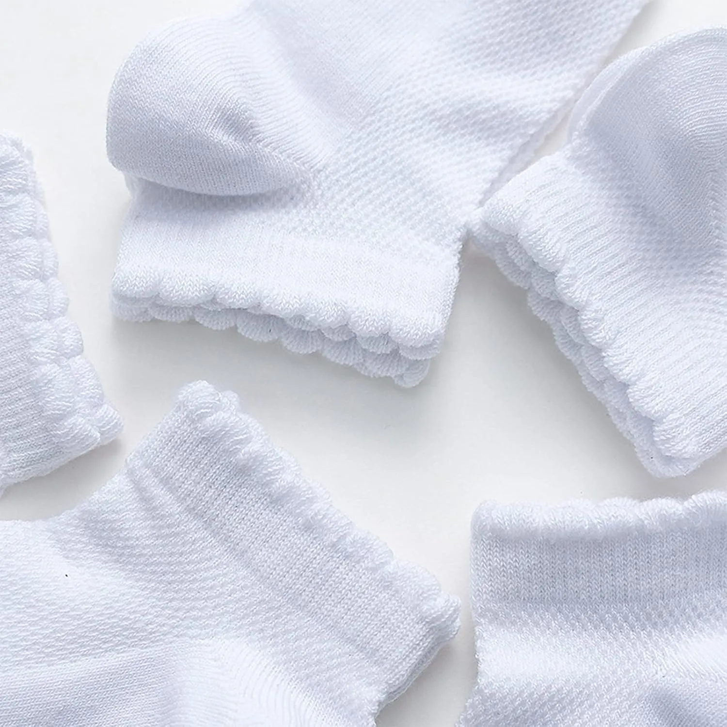 Looching 5 Pack Baby Girls Boys Mesh Thin Socks Cotton Low Cut Kids Toddler No Show Ankle Socks 1-12T Soft White/Multicolor