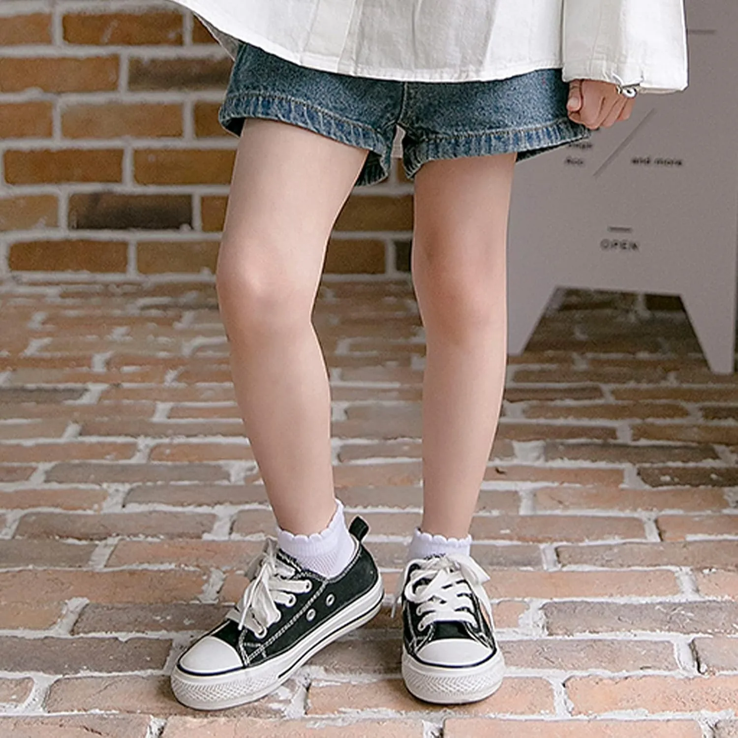 Looching 5 Pack Baby Girls Boys Mesh Thin Socks Cotton Low Cut Kids Toddler No Show Ankle Socks 1-12T Soft White/Multicolor