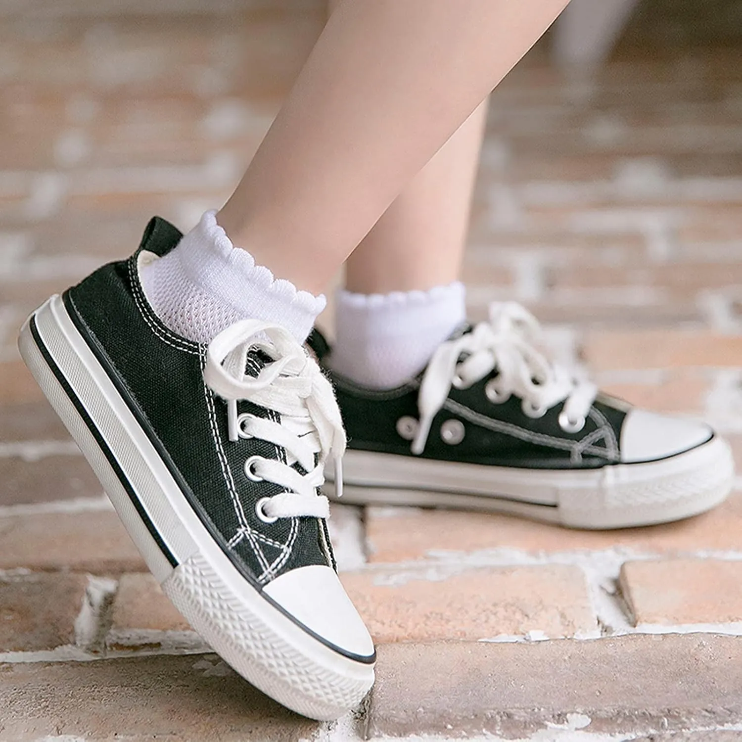 Looching 5 Pack Baby Girls Boys Mesh Thin Socks Cotton Low Cut Kids Toddler No Show Ankle Socks 1-12T Soft White/Multicolor