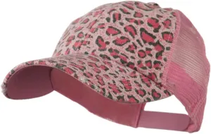 Low Profile Canvas Leopard Printed Mesh Cap