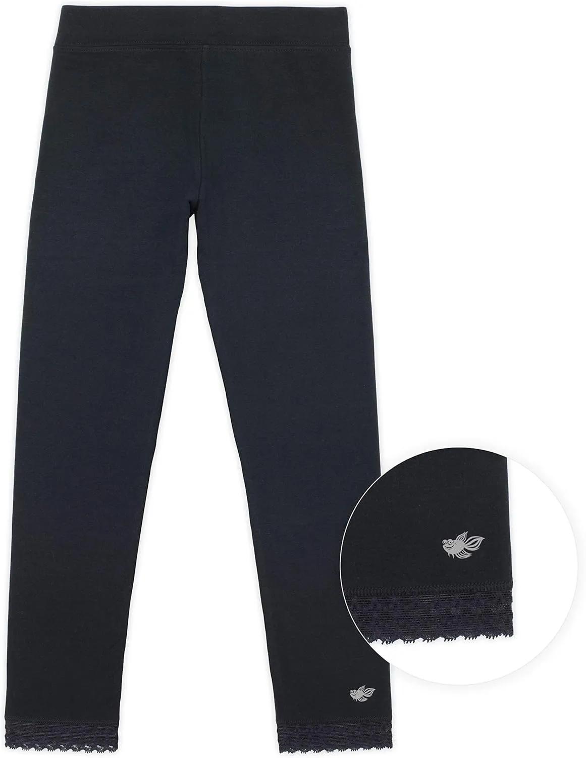 Lucky & Me | Jada Girls Leggings | Tagless | Full Length, Lace Trim, Wide Waistband | 3-Pack