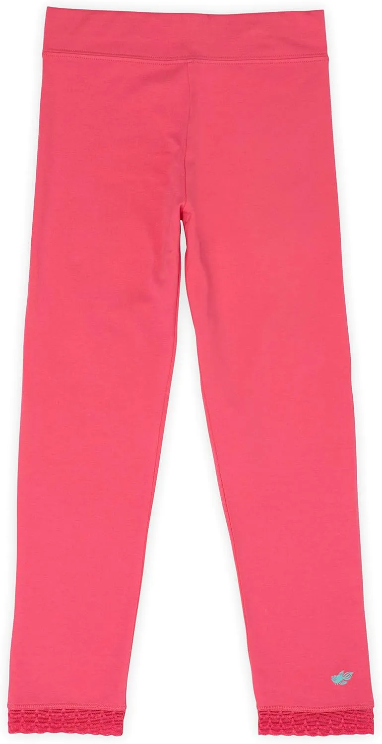 Lucky & Me | Jada Girls Leggings | Tagless | Full Length, Lace Trim, Wide Waistband | 3-Pack
