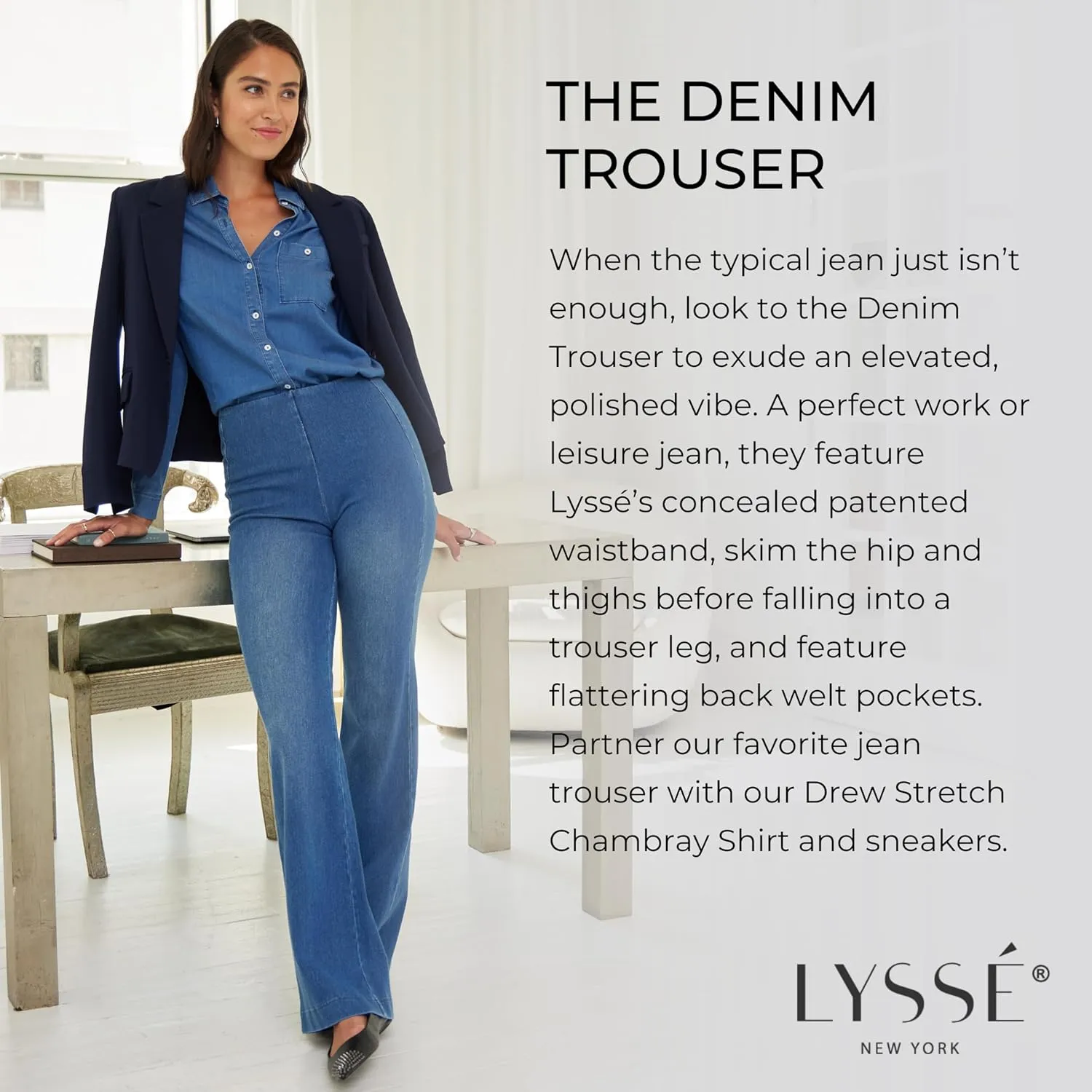 Lyssé Denim Trouser – High Waisted Stretch Jeans for Women, Stretch Denim with an Elevated, Polished Look