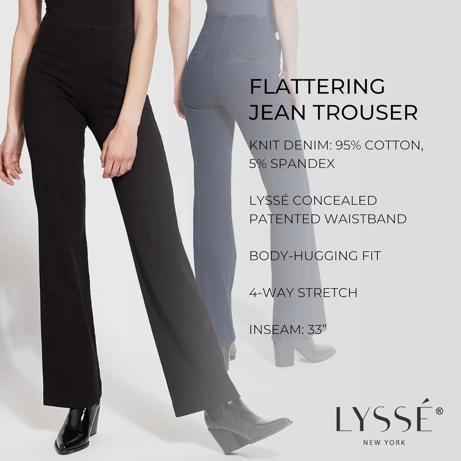 Lyssé Denim Trouser – High Waisted Stretch Jeans for Women, Stretch Denim with an Elevated, Polished Look