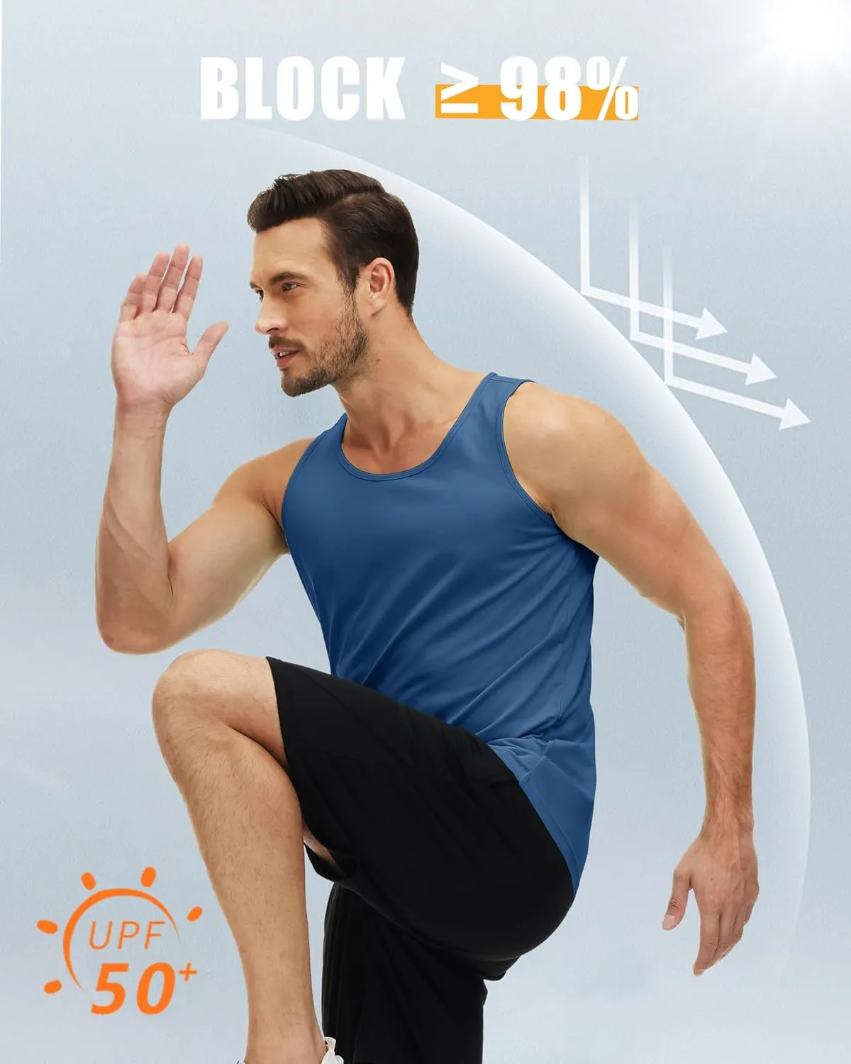MAGCOMSEN Men's UPF 50  Tank Top Quick Dry Summer Workout Muscle Sleeveless Shirts for Swim Beach Bodybuilding