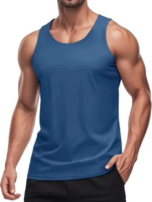MAGCOMSEN Men's UPF 50  Tank Top Quick Dry Summer Workout Muscle Sleeveless Shirts for Swim Beach Bodybuilding