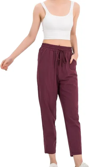 Maiyifu-GJ Women Drawstring Casual Stretch Ankle Pants Casual Straight Leg Lounge Sweatpants Stretch Running Athletic Trouser