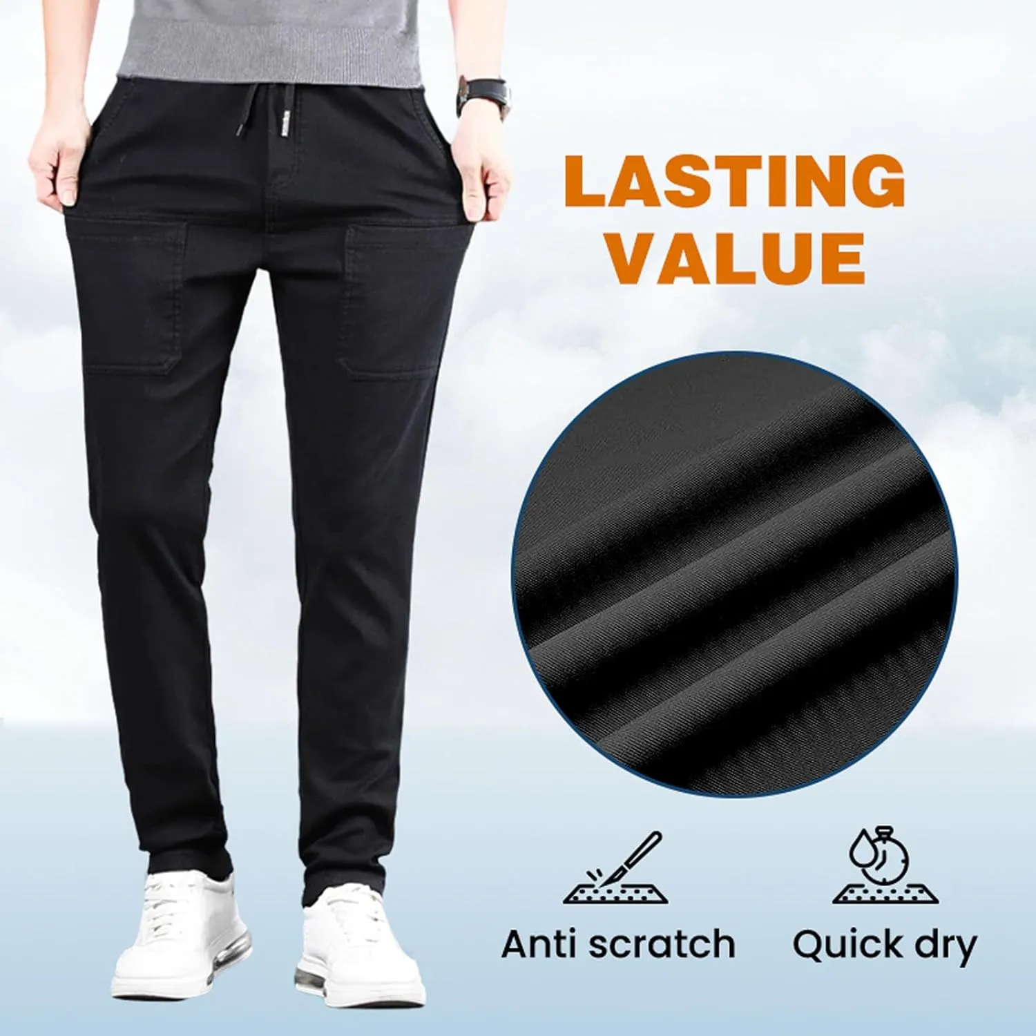 Manzera Mens Stretch Cargo Pants, Sirmale Mencomfy Multipants - High Stretch Multi-Pocket Durable Cargo Pants Men's