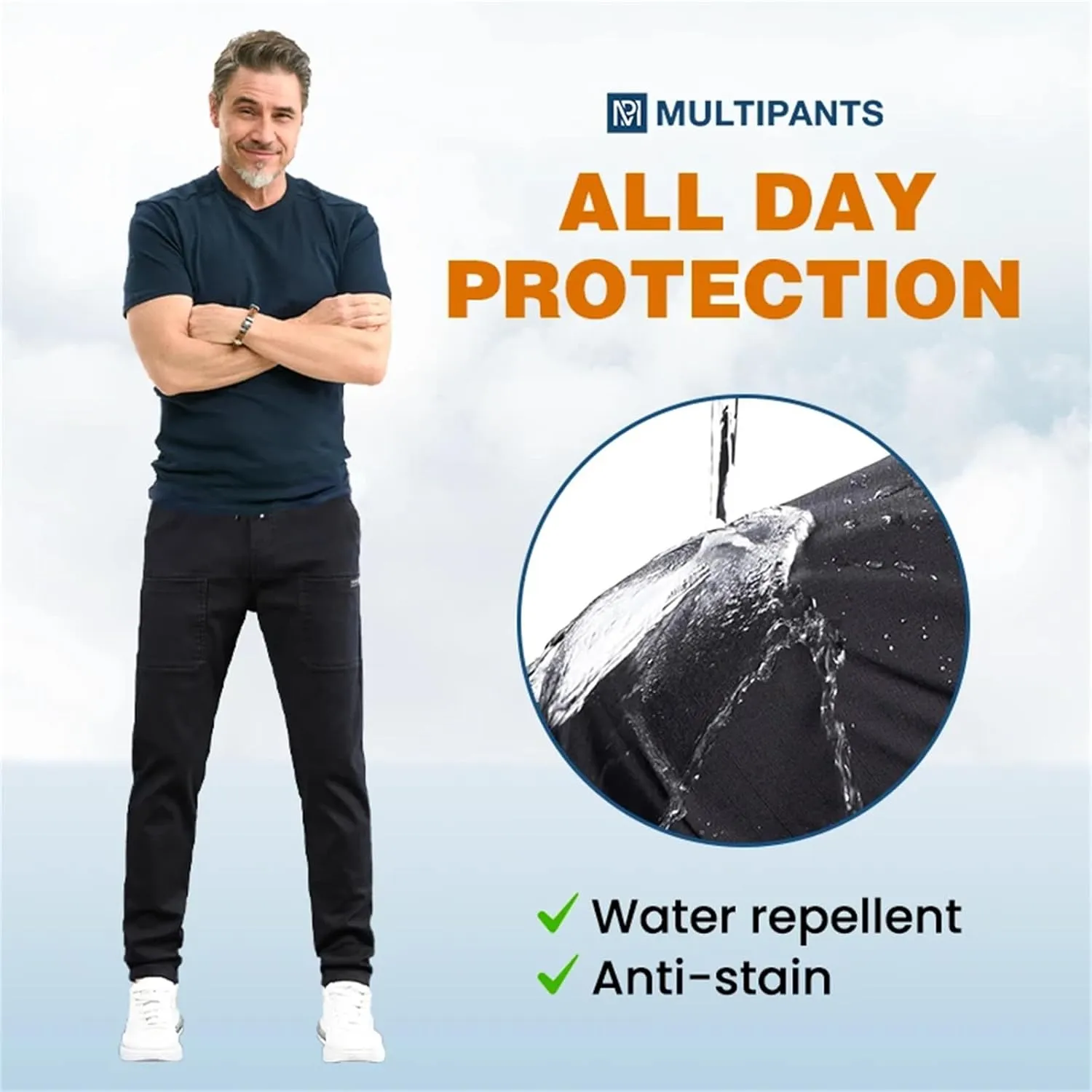 Manzera Stretch Cargo Pants, Men Comfy Multi Pants, Multipants-High Stretch Multi-Pocket Cargo Pants-Grey||L
