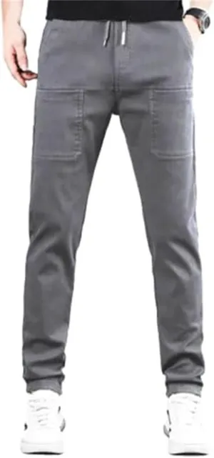 Manzera Stretch Cargo Pants, Men Comfy Multi Pants, Multipants-High Stretch Multi-Pocket Cargo Pants-Grey||L