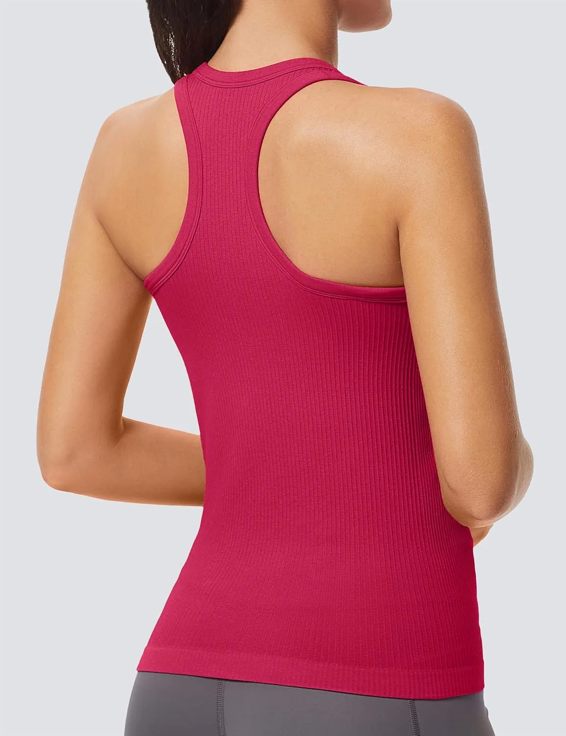 MathCat Workout Tank Tops for Women Athletic Basic Tanks Seamless Running Muscle Racerback Ribbed Yoga Tops with Built in Bra