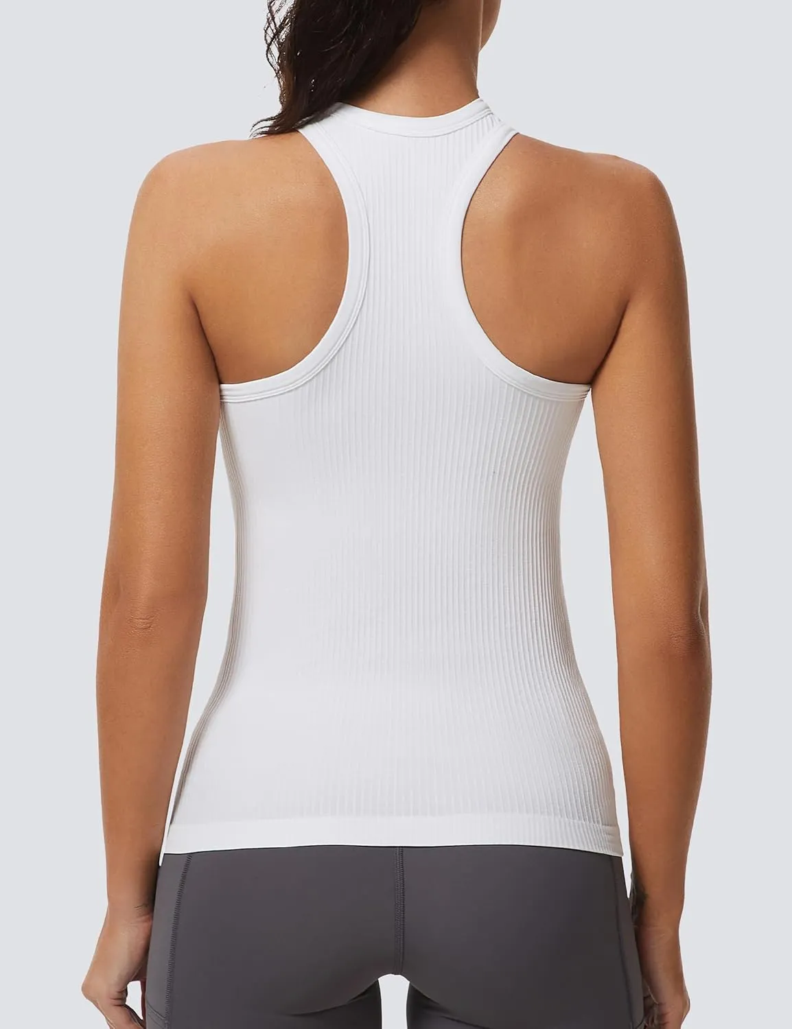 MathCat Workout Tank Tops for Women Athletic Basic Tanks Seamless Running Muscle Racerback Ribbed Yoga Tops with Built in Bra