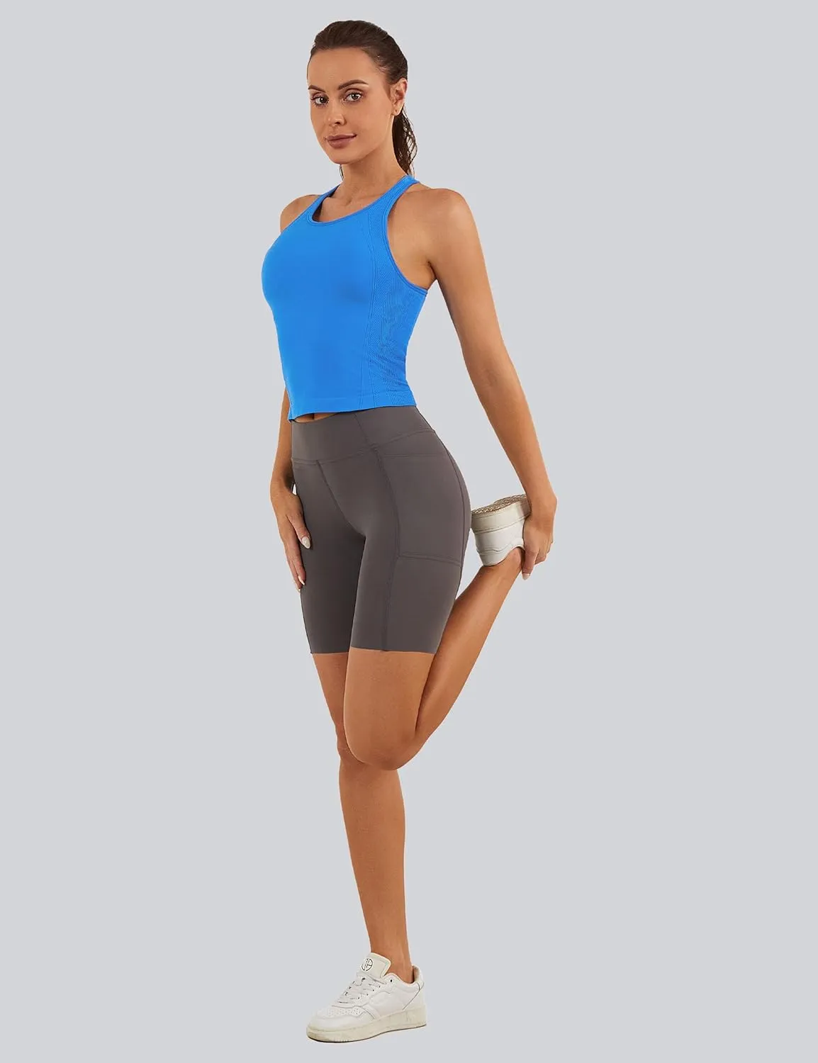 MathCat Workout Tank Tops for Women Racerback Basic Running Tanks Seamless Muscle Athletic Yoga Tops with Built in Bra