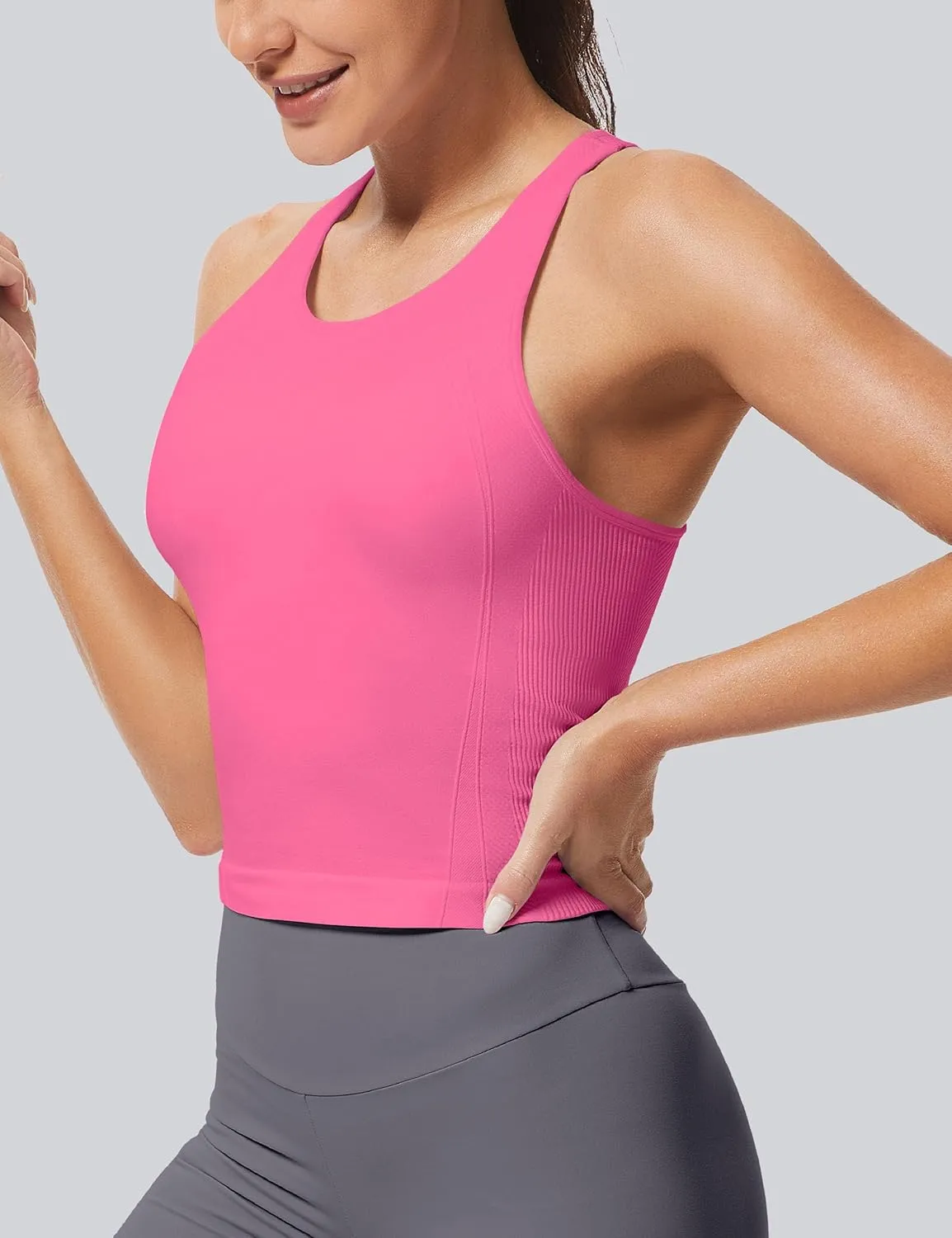 MathCat Workout Tank Tops for Women Racerback Basic Running Tanks Seamless Muscle Athletic Yoga Tops with Built in Bra
