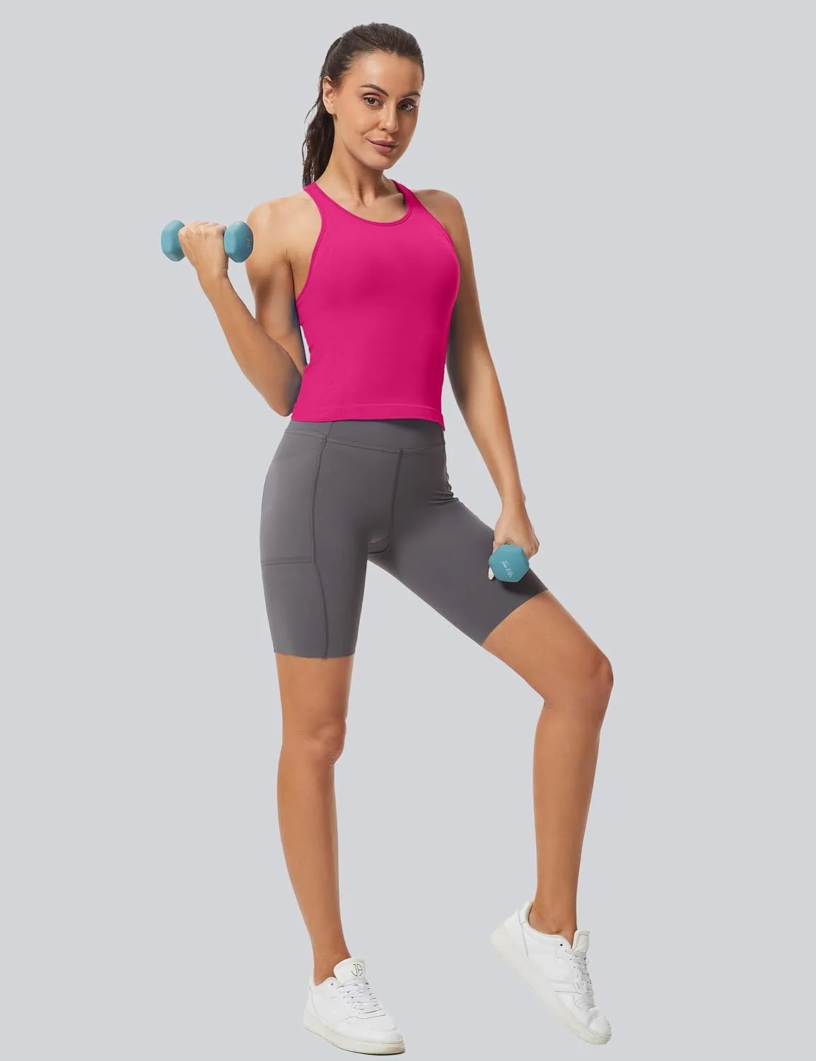 MathCat Workout Tank Tops for Women Racerback Basic Running Tanks Seamless Muscle Athletic Yoga Tops with Built in Bra