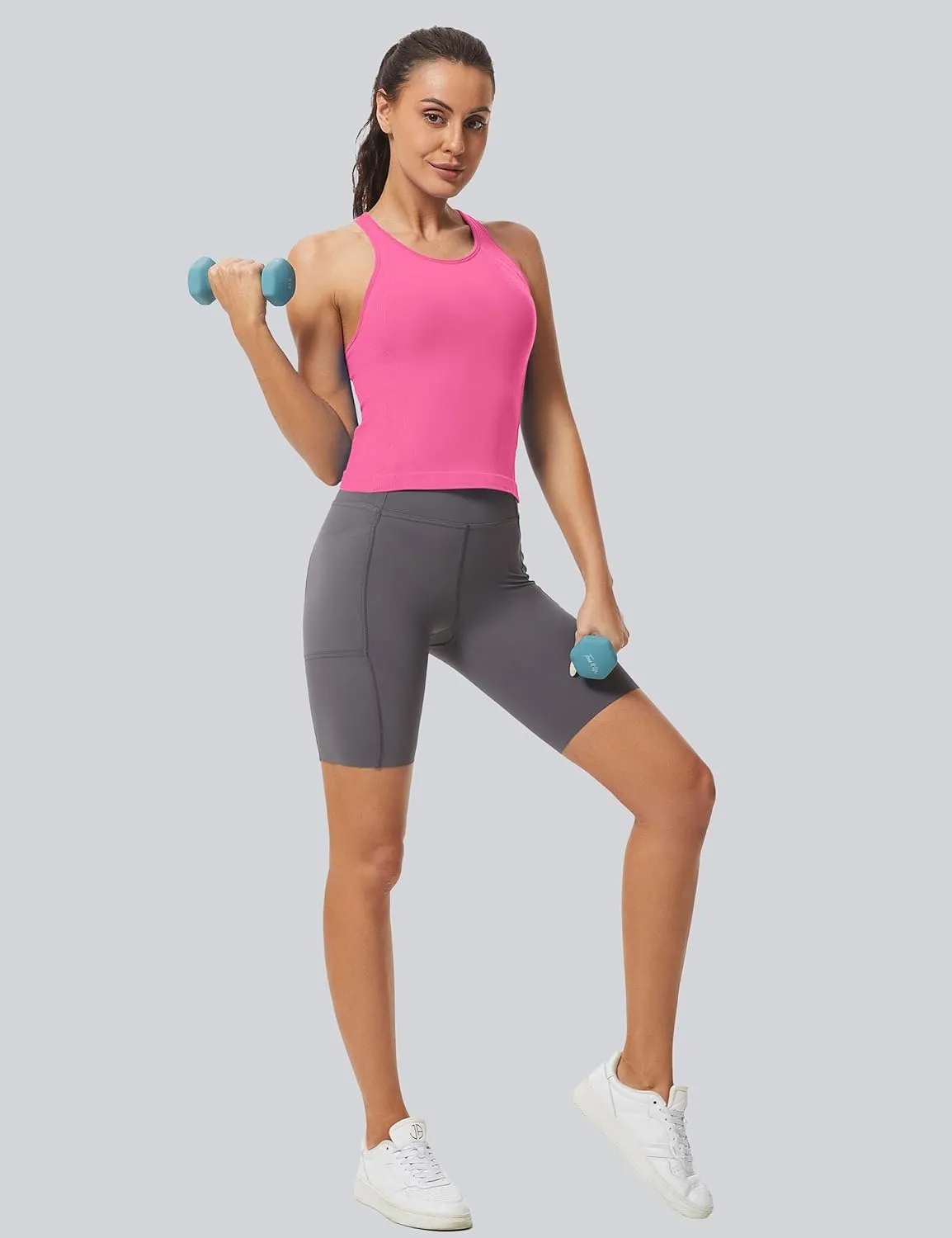 MathCat Workout Tank Tops for Women Racerback Basic Running Tanks Seamless Muscle Athletic Yoga Tops with Built in Bra