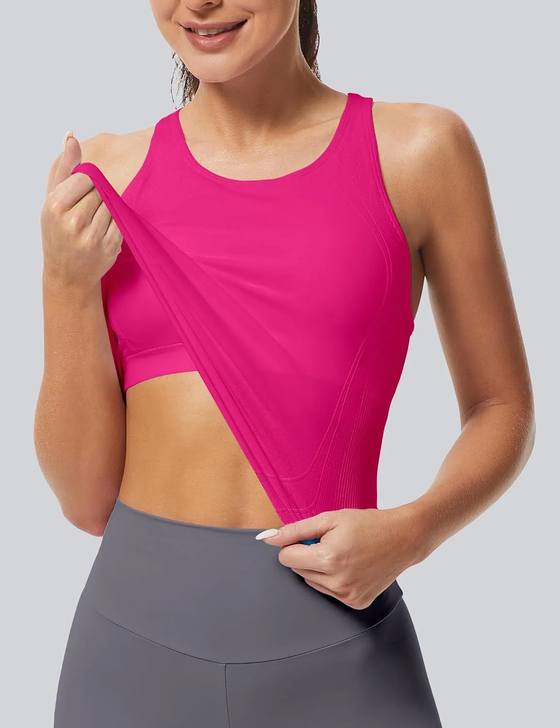 MathCat Workout Tank Tops for Women Racerback Basic Running Tanks Seamless Muscle Athletic Yoga Tops with Built in Bra