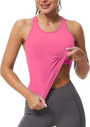 MathCat Workout Tank Tops for Women Racerback Basic Running Tanks Seamless Muscle Athletic Yoga Tops with Built in Bra