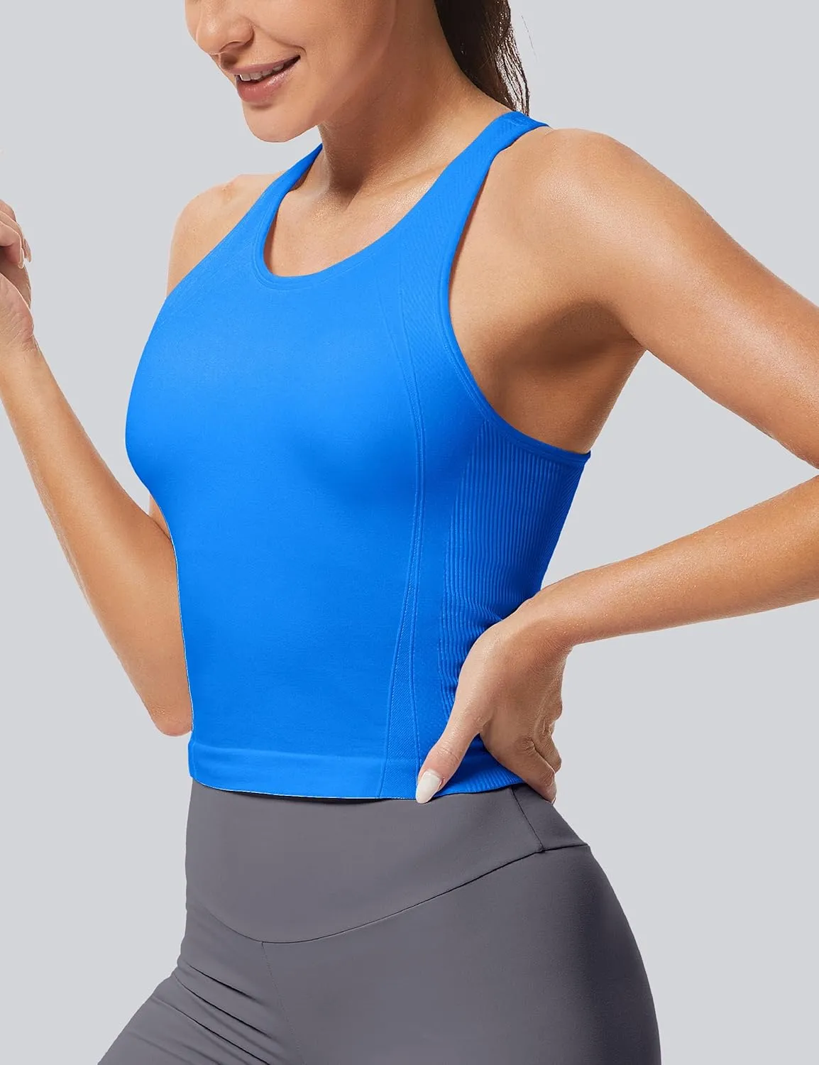 MathCat Workout Tank Tops for Women Racerback Basic Running Tanks Seamless Muscle Athletic Yoga Tops with Built in Bra
