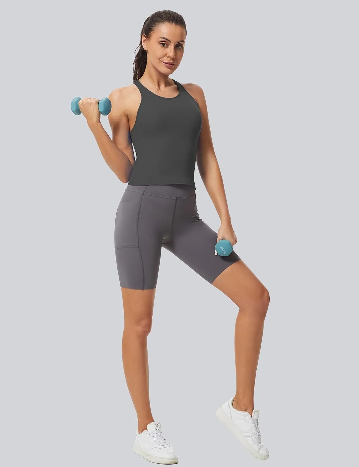 MathCat Workout Tank Tops for Women Racerback Basic Running Tanks Seamless Muscle Athletic Yoga Tops with Built in Bra