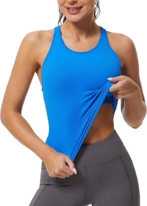 MathCat Workout Tank Tops for Women Racerback Basic Running Tanks Seamless Muscle Athletic Yoga Tops with Built in Bra
