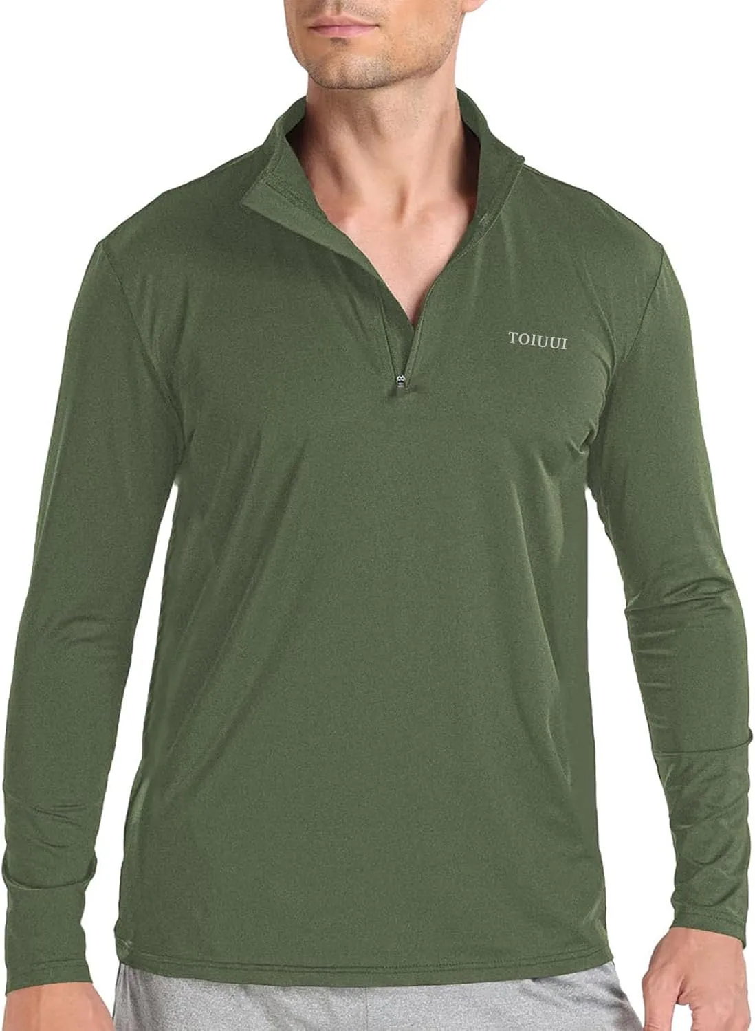 Men 1/4 Zip Shirts Sun UV Protection Long Sleeve Fishing Golf UPF 50 Lightweight Clothing Hiking Workout Tops