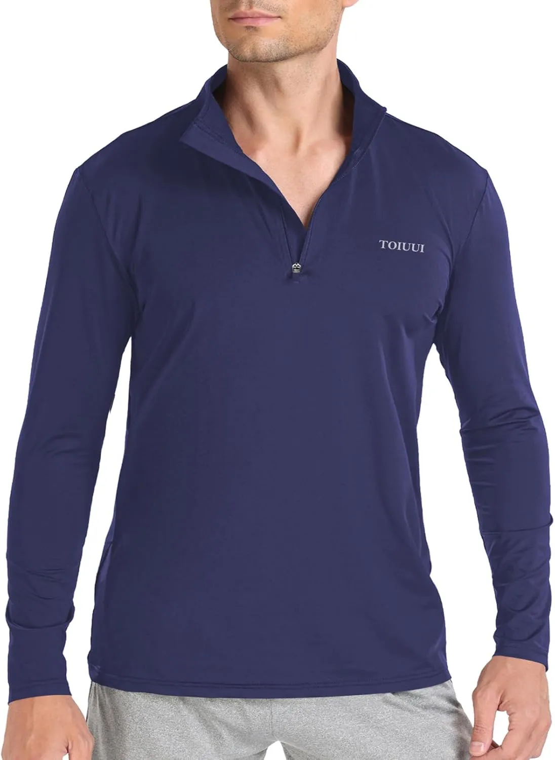Men 1/4 Zip Shirts Sun UV Protection Long Sleeve Fishing Golf UPF 50 Lightweight Clothing Hiking Workout Tops