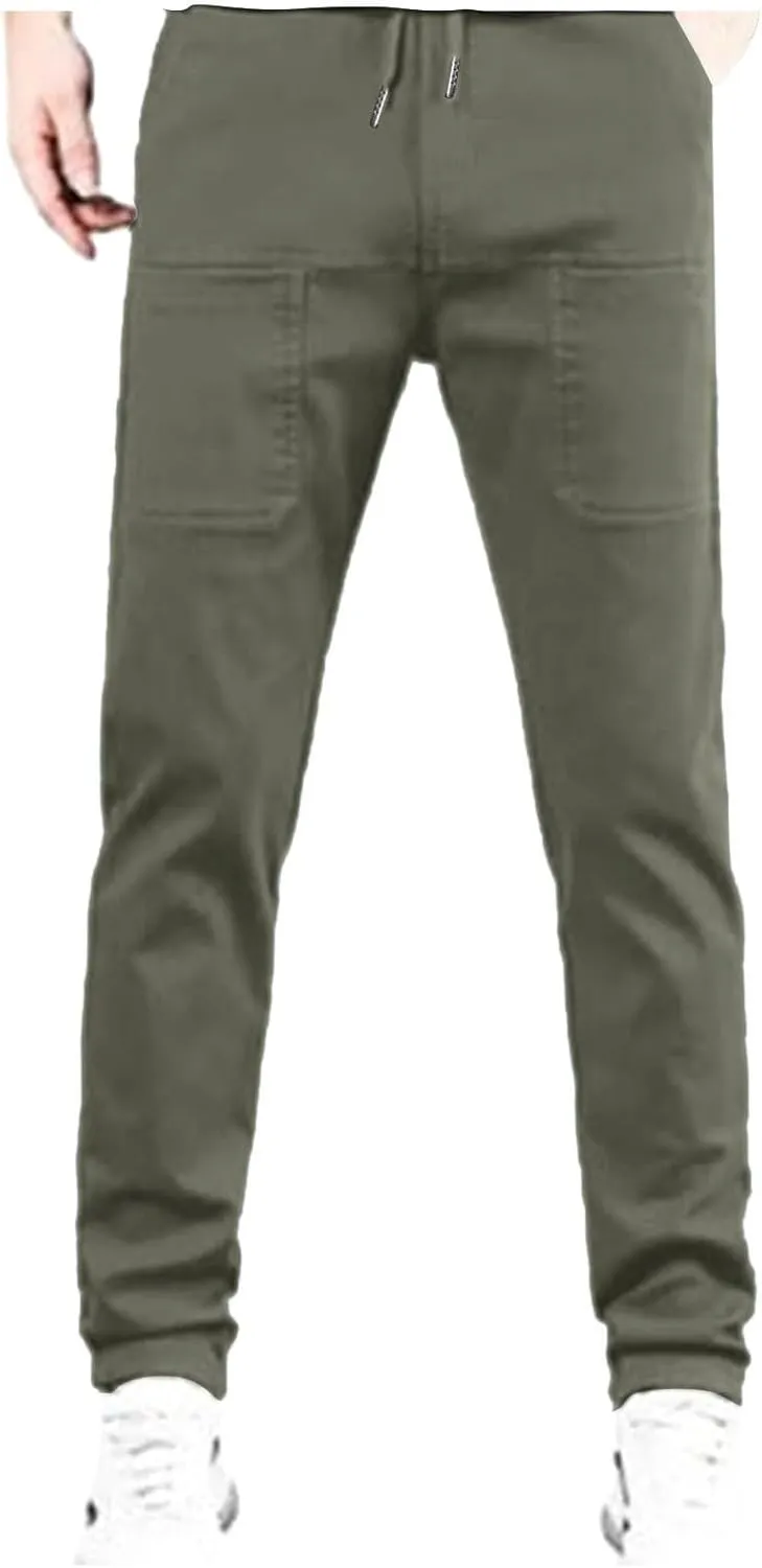 Men Comfy Cargo Pants Stretch, Lightweight Solid Color Long, PantsMultipants High Stretch Multi-Pocket Durable Cargo Pants.