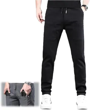 Men Comfy Cargo Pants Stretch, Lightweight Solid Color Long, PantsMultipants High Stretch Multi-Pocket Durable Cargo Pants.