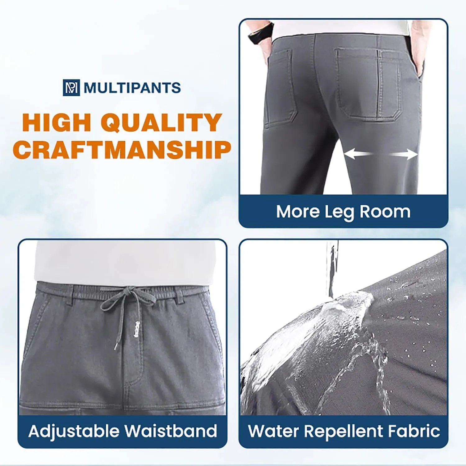 Mencomfy Cargo Pants, Men's Multipants - High Stretch Multi-Pocket Durable Cargo Pants, Manzera Stretch Cargopants Long