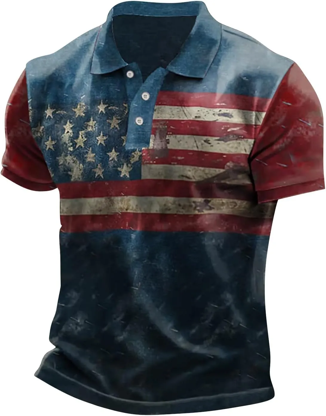 Mens American Falg Polo Shirts Button Collared Short Sleeve Performance Patriotic Shirt 2025 4th of July Tshirt