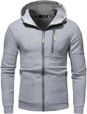 Mens Cardigan Sweaters Jacket Loose Fit Midweight Thermal Lined Full Zip Sweatshirts Slim Fit Hooded Jackets