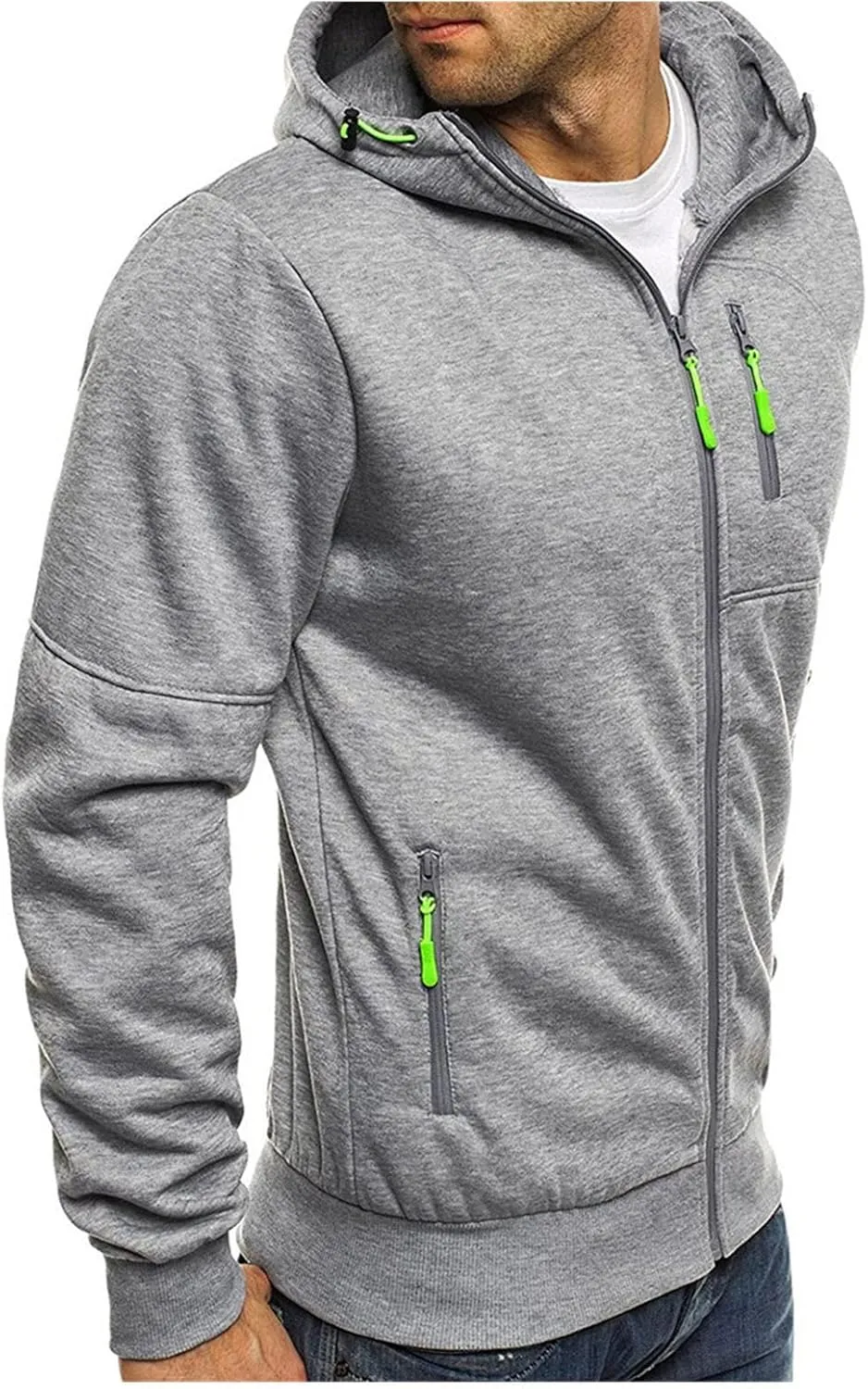 Mens Cardigan Sweaters Jacket Loose Fit Midweight Thermal Lined Full Zip Sweatshirts Slim Fit Hooded Jackets