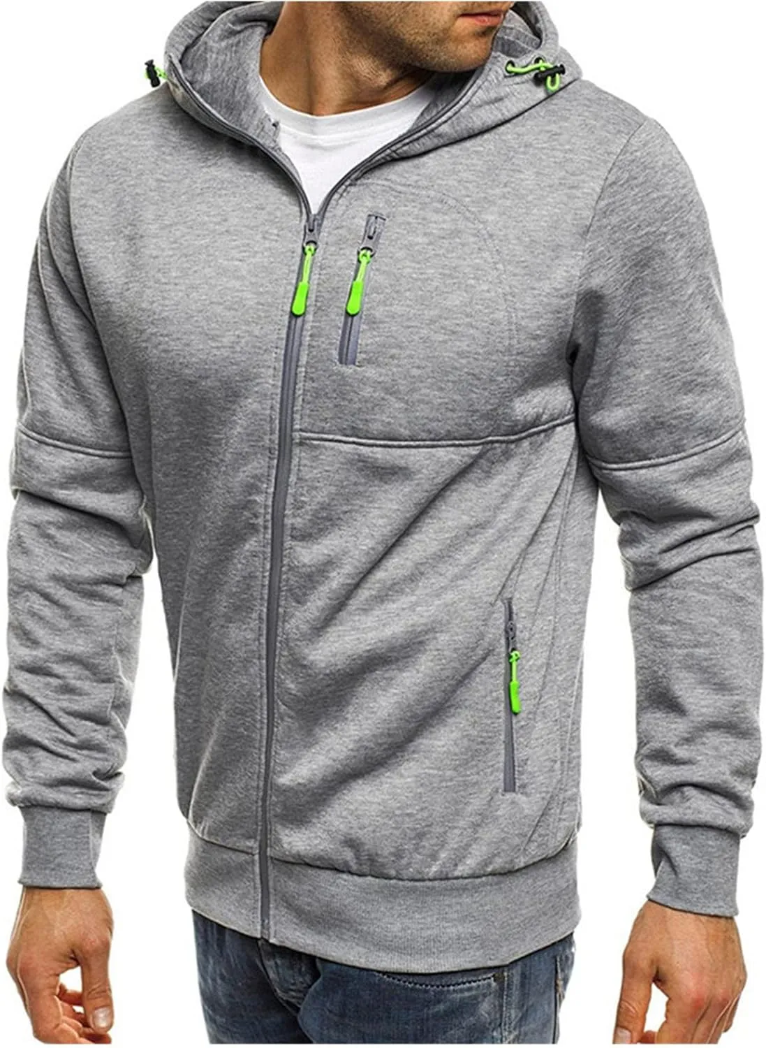 Mens Cardigan Sweaters Jacket Loose Fit Midweight Thermal Lined Full Zip Sweatshirts Slim Fit Hooded Jackets