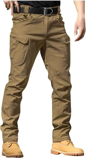 Mens Cargo Pants Relaxed Fit Stretch Work Tactical Pants Lightweight Outdoor Multi Pocket Stretch Travel Hiking Pants