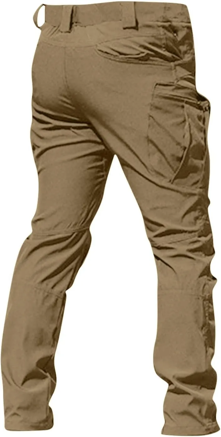 Mens Cargo Pants Relaxed Fit Stretch Work Tactical Pants Lightweight Outdoor Multi Pocket Stretch Travel Hiking Pants
