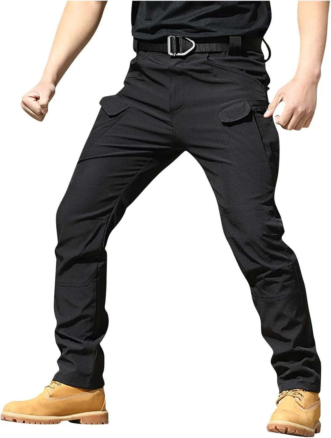Mens Cargo Pants Relaxed Fit Stretch Work Tactical Pants Lightweight Outdoor Multi Pocket Stretch Travel Hiking Pants