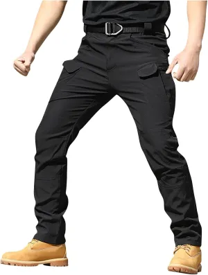 Mens Cargo Pants Relaxed Fit Stretch Work Tactical Pants Lightweight Outdoor Multi Pocket Stretch Travel Hiking Pants
